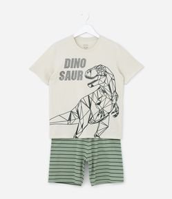 Pijama Curto Infantil com Estampa Dinossauro - Tam 5 a 14 Anos