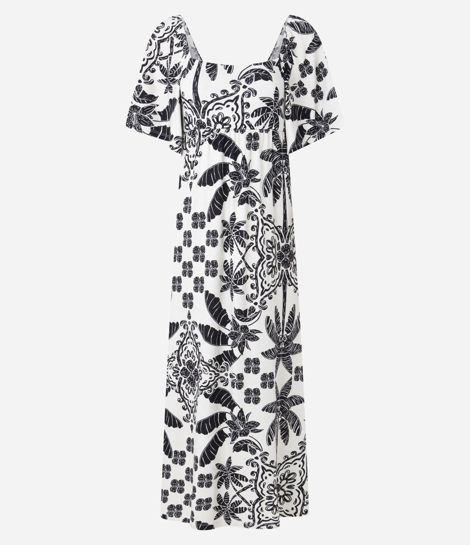 Vestido Reto Midi em Viscose com Estampa Coqueiros Bicolor 5