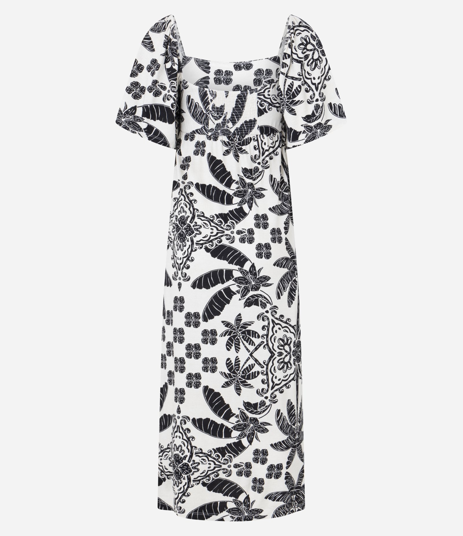 Vestido Reto Midi em Viscose com Estampa Coqueiros Bicolor 6
