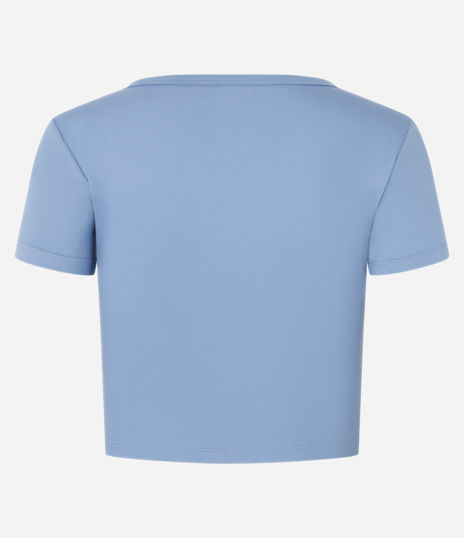 Camiseta Cropped Esportiva em Microfibra com Toque Suave Azul Claro 5