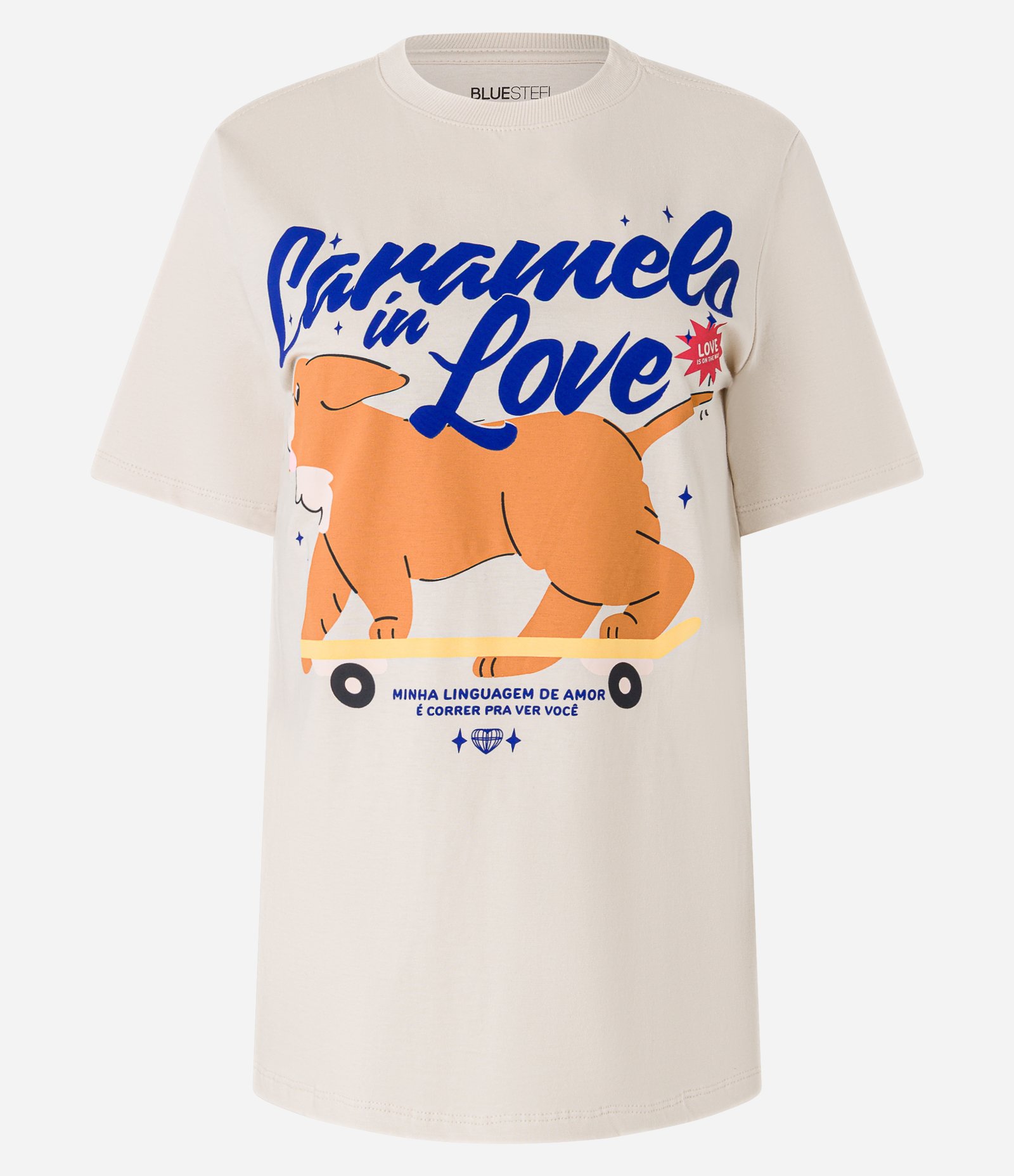 Camiseta T-shirt em Algodão com Estampa Caramelo Skatista Bege 4