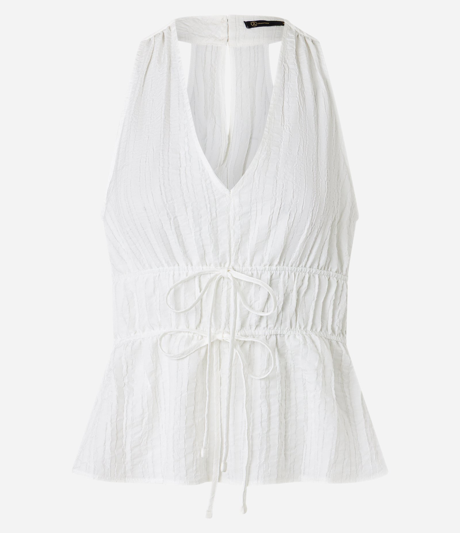 Blusa Texturizada com Elástico Duplo na Cintura Branco 5