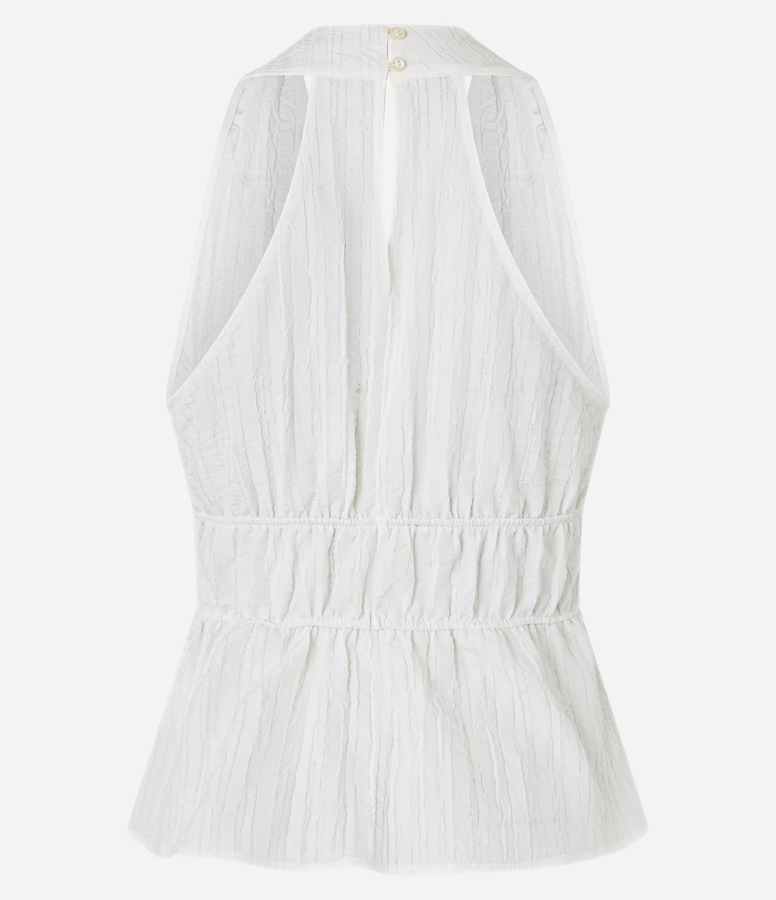 Blusa Texturizada com Elástico Duplo na Cintura Branco 7
