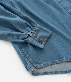 Camisa em Jeans com Pala Franzida Curve & Plus Size