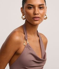 Blusa Frente Única em Poliamida com Decote Degagê