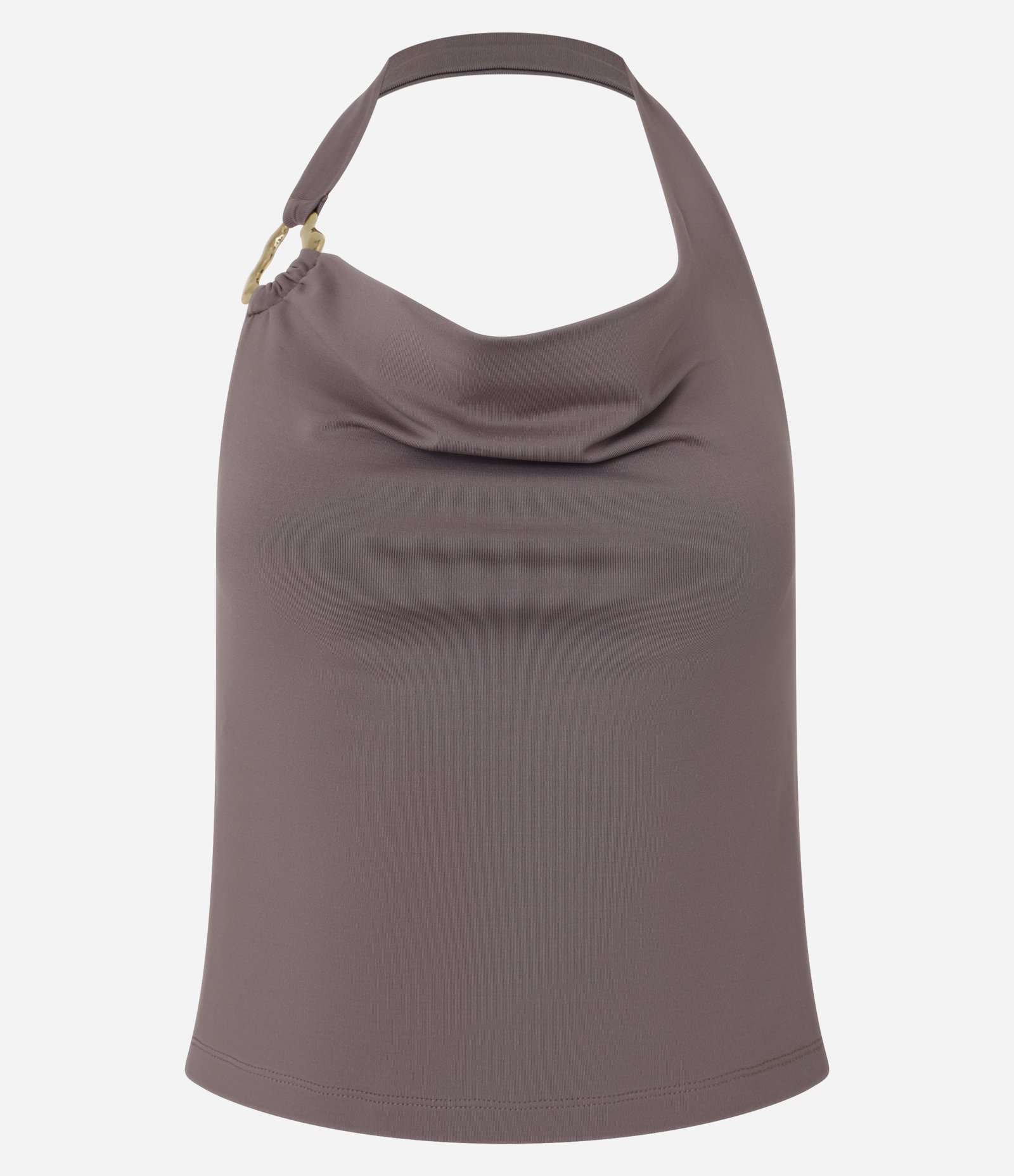 Blusa Frente Única em Poliamida com Decote Degagê Marrom 5