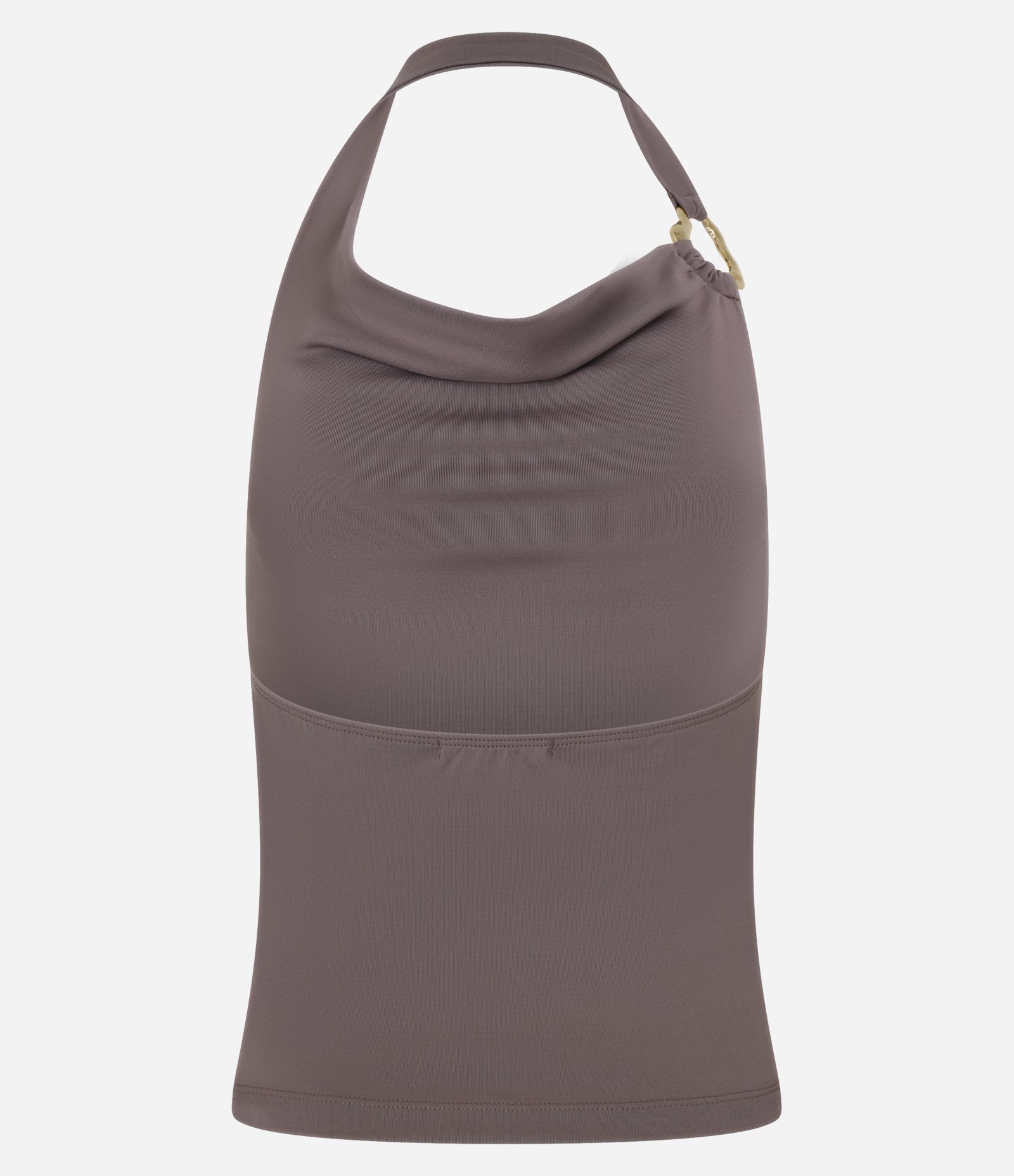 Blusa Frente Única em Poliamida com Decote Degagê Marrom 6