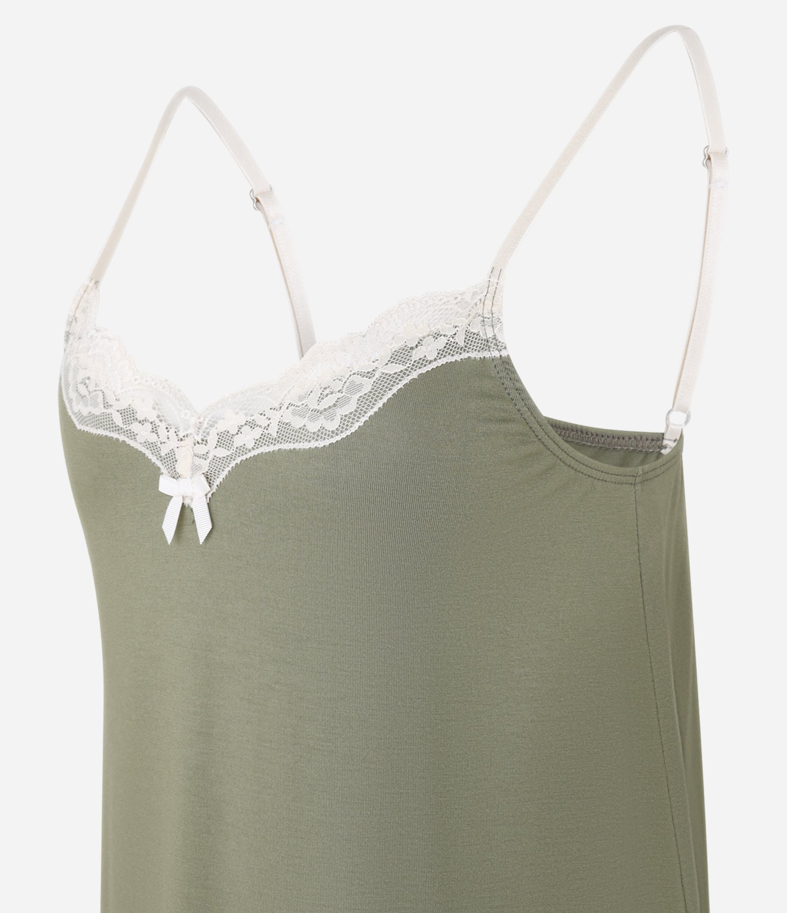 Camisola Curta em Viscose com Aplicação de Renda Verde 4