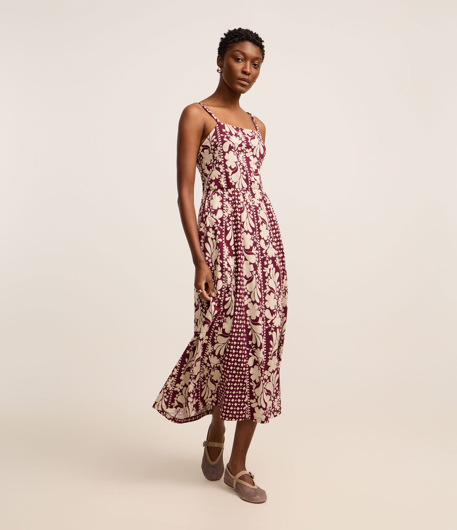 Vestido Longo em Algodão com Estampa Floral Artística Bicolor 2