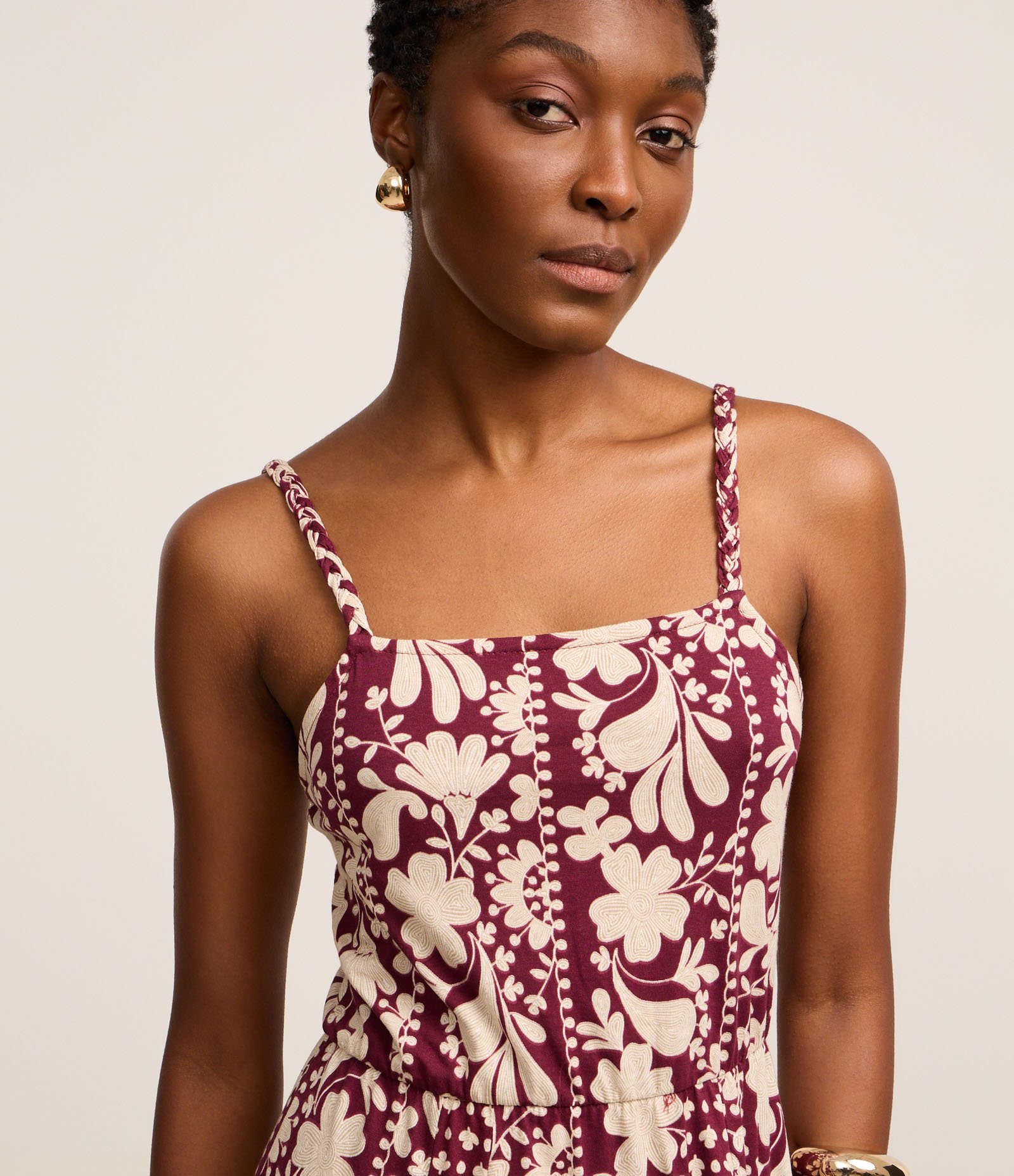 Vestido Longo em Algodão com Estampa Floral Artística Bicolor 3