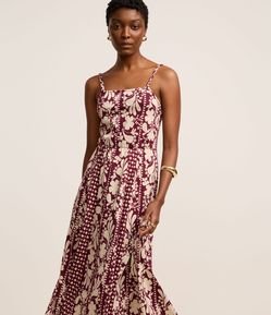Vestido Longo em Algodão com Estampa Floral Artística