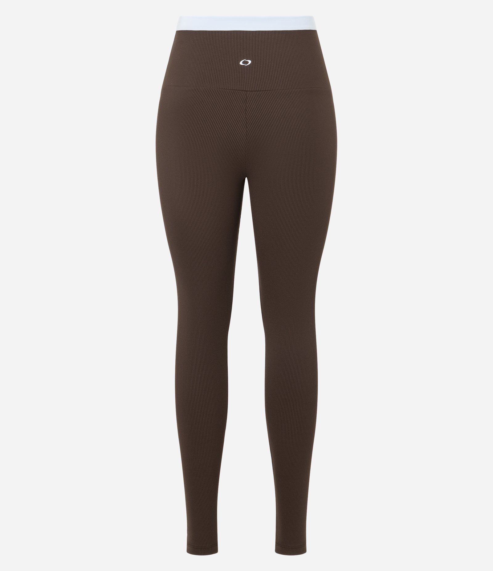 Calça Legging Esportiva em Microfibra Canelada com Contraste no Cós Marrom 8