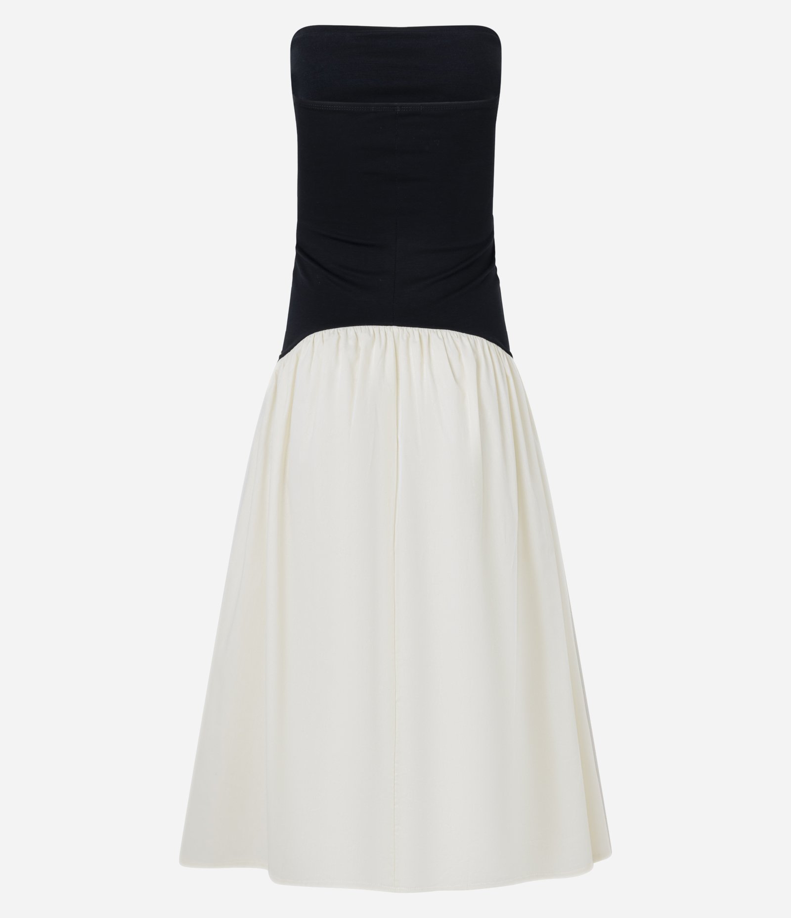 Vestido Longo em Viscose e Algodão com Saia Rodada Preto 8