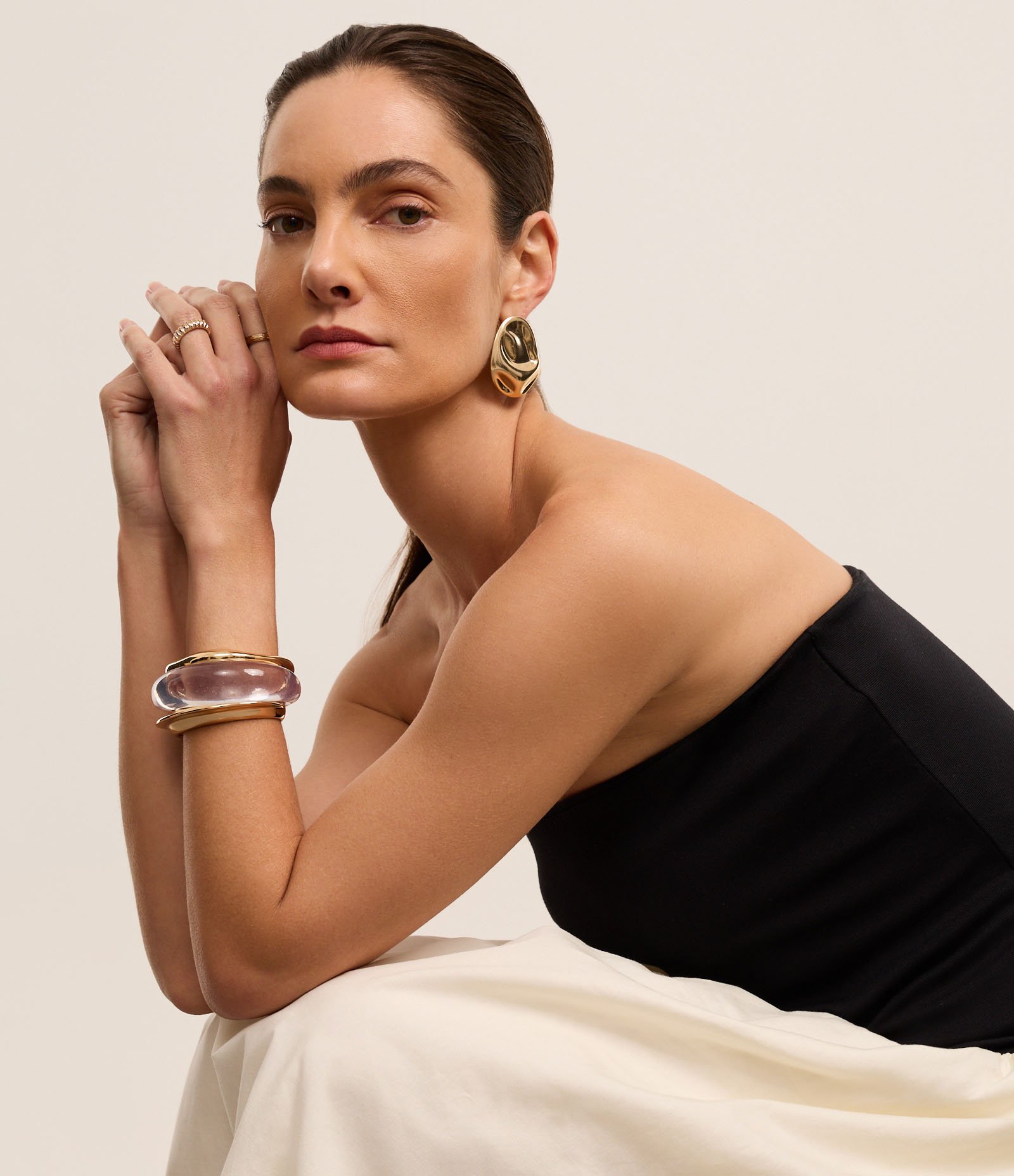 Vestido Longo em Viscose e Algodão com Saia Rodada Preto 6