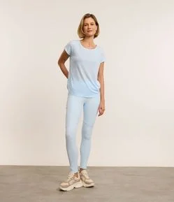 Calça Legging Esportiva em Microfibra Pesada com Cós em V