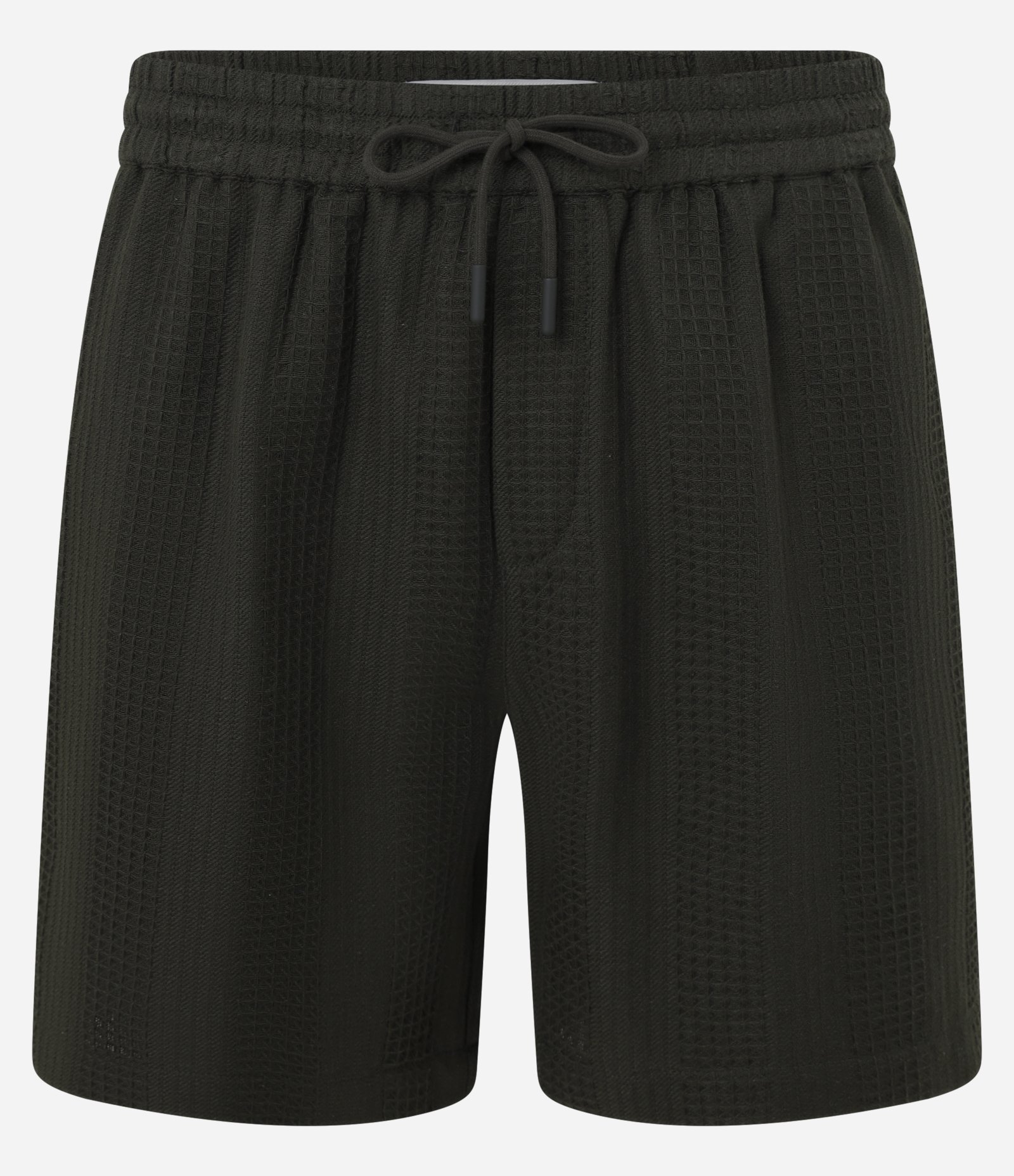 Bermuda em Algodão com Amarração no Cós e Textura Quadriculada Vertical Verde escuro 5