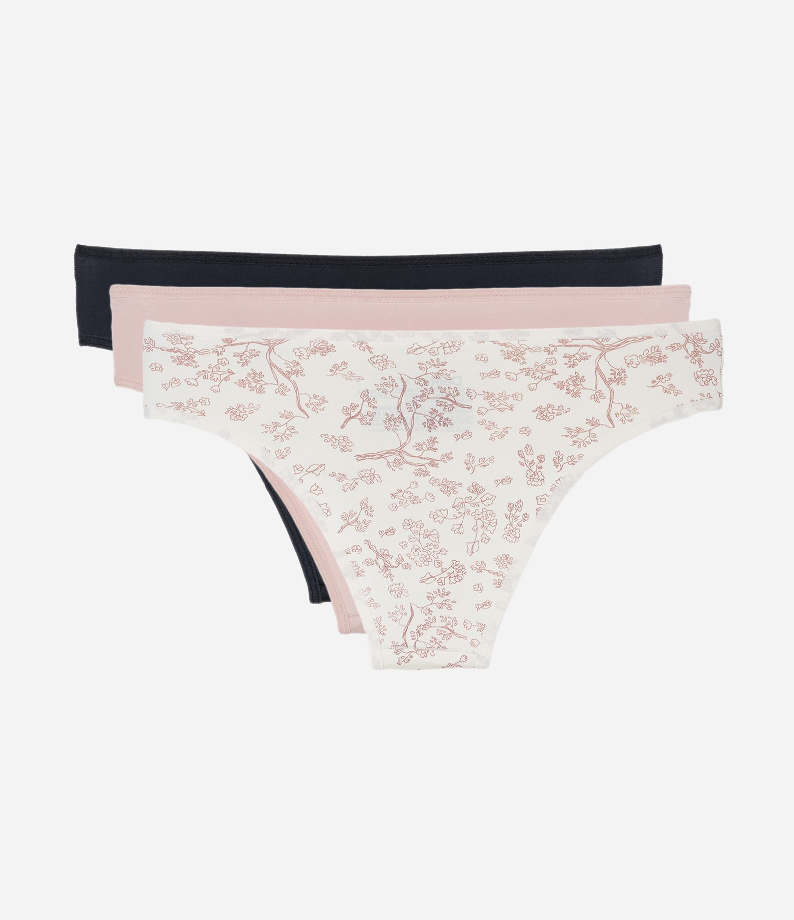 Kit 03 Calcinhas Biquíni em Microfibra Lisas e Floral Delrio Multicores 2