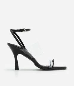 Sandália de Salto Fino com Dedeira e Tira de Vinil