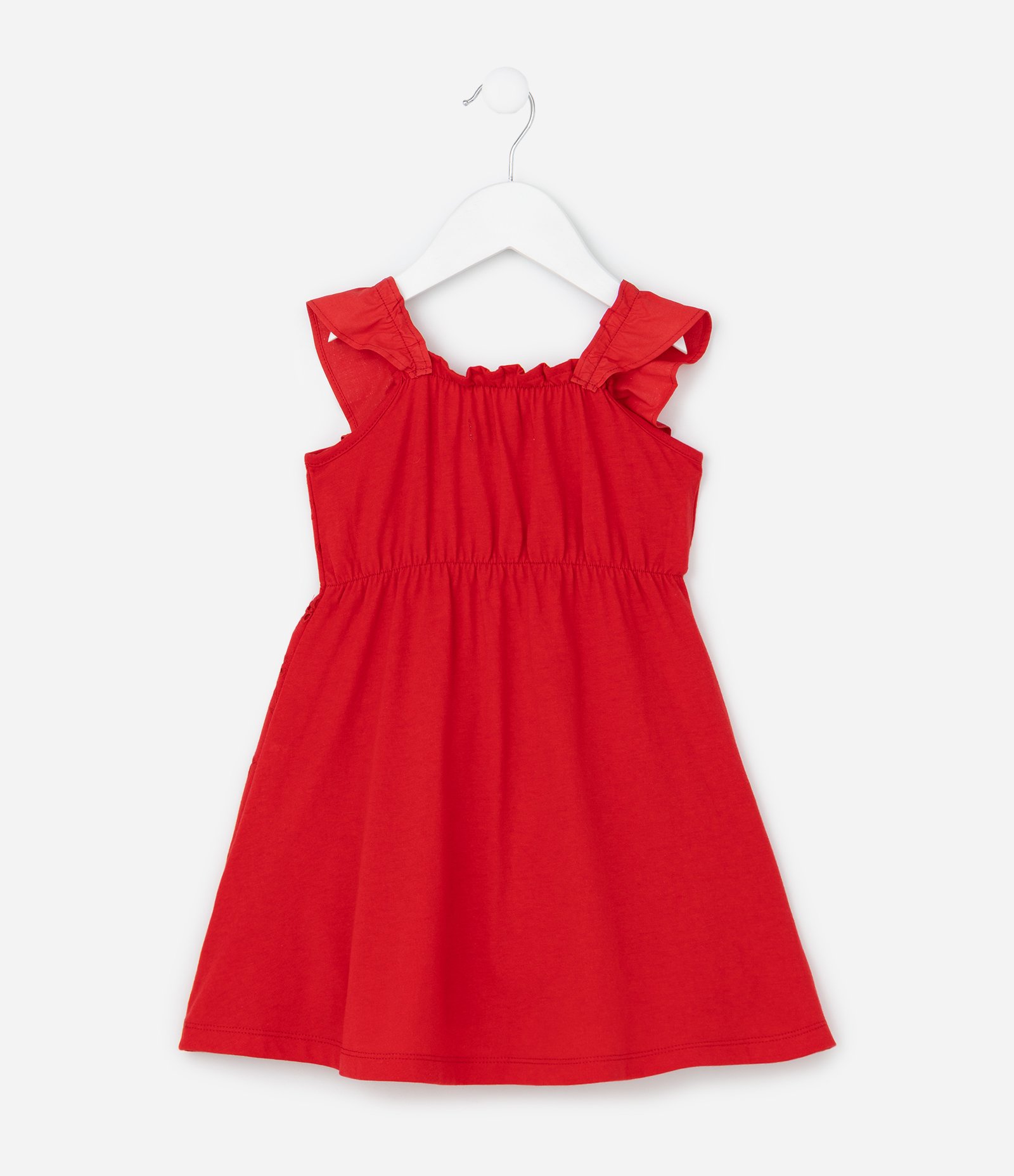 Vestido Infantil Bordado com Alcinha de Babado - Tam 1 a 6 anos Vermelho 2