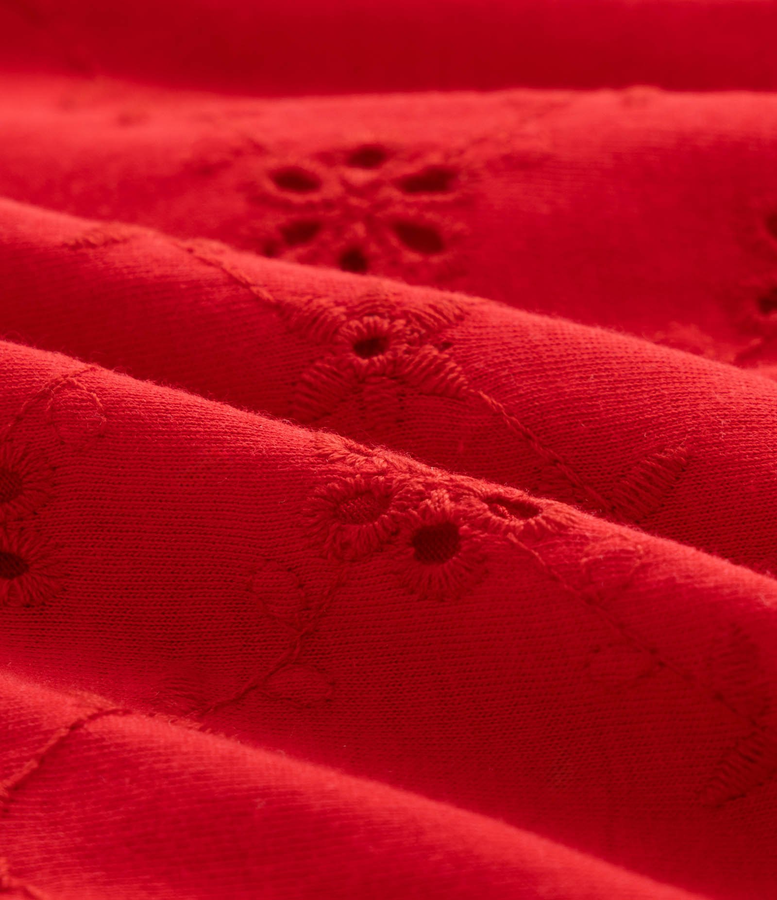 Vestido Infantil Bordado com Alcinha de Babado - Tam 1 a 6 anos Vermelho 3