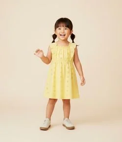 Vestido Infantil Bordado com Alcinha de Babado - Tam 1 a 6 anos