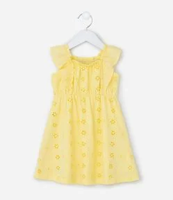 Vestido Infantil Bordado com Alcinha de Babado - Tam 1 a 6 anos