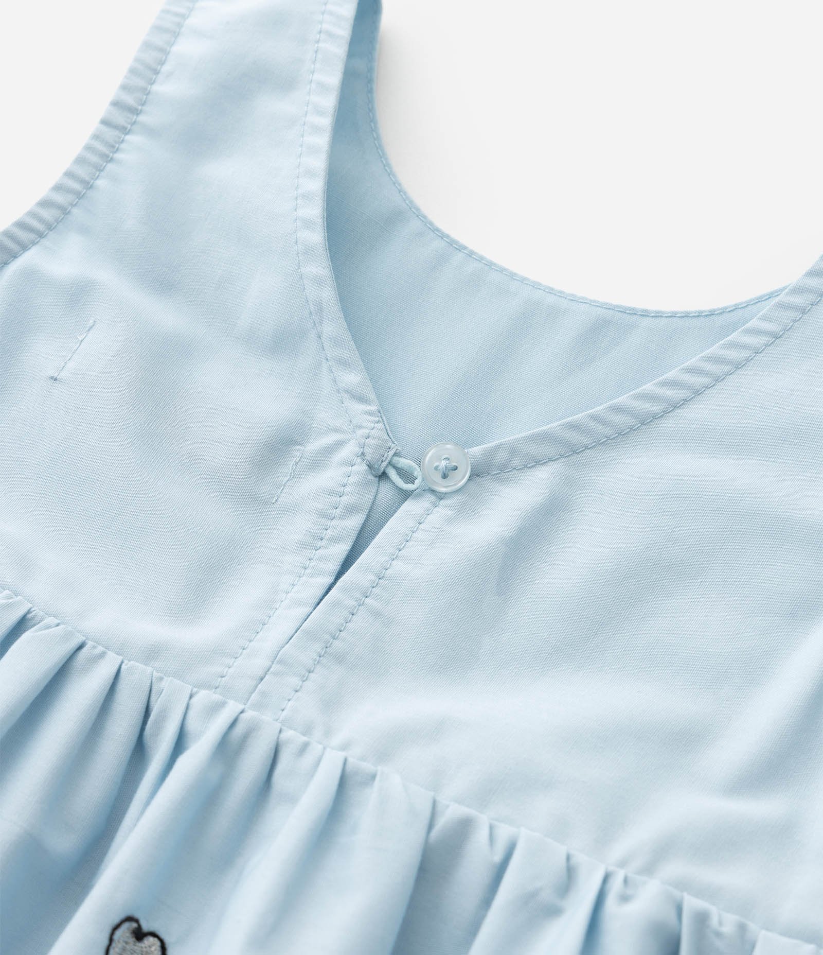 Vestido Balonê Infantil com Bordados de Laços - Tam 1 a 6 Anos Azul 4