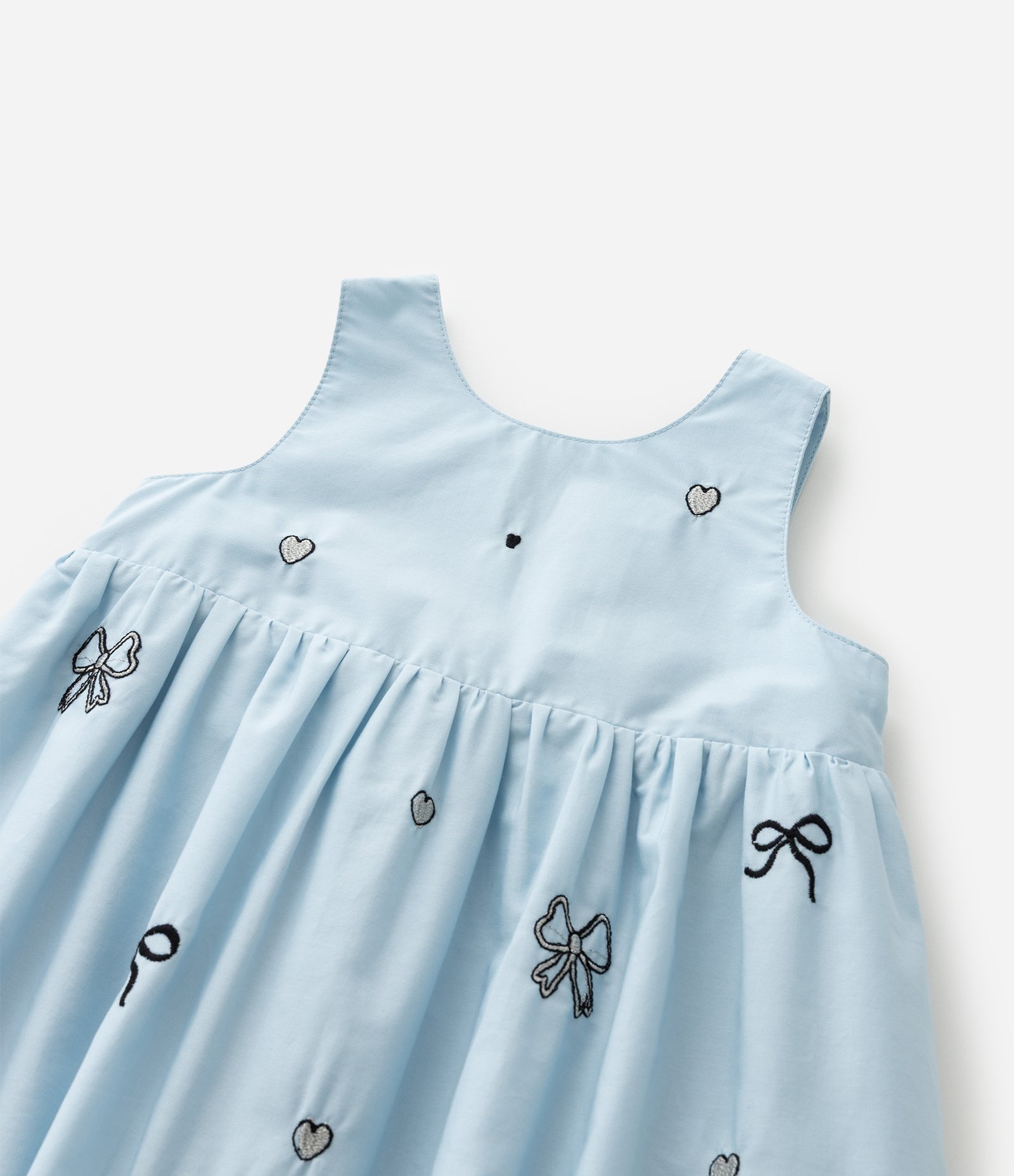 Vestido Balonê Infantil com Bordados de Laços - Tam 1 a 6 Anos Azul 5