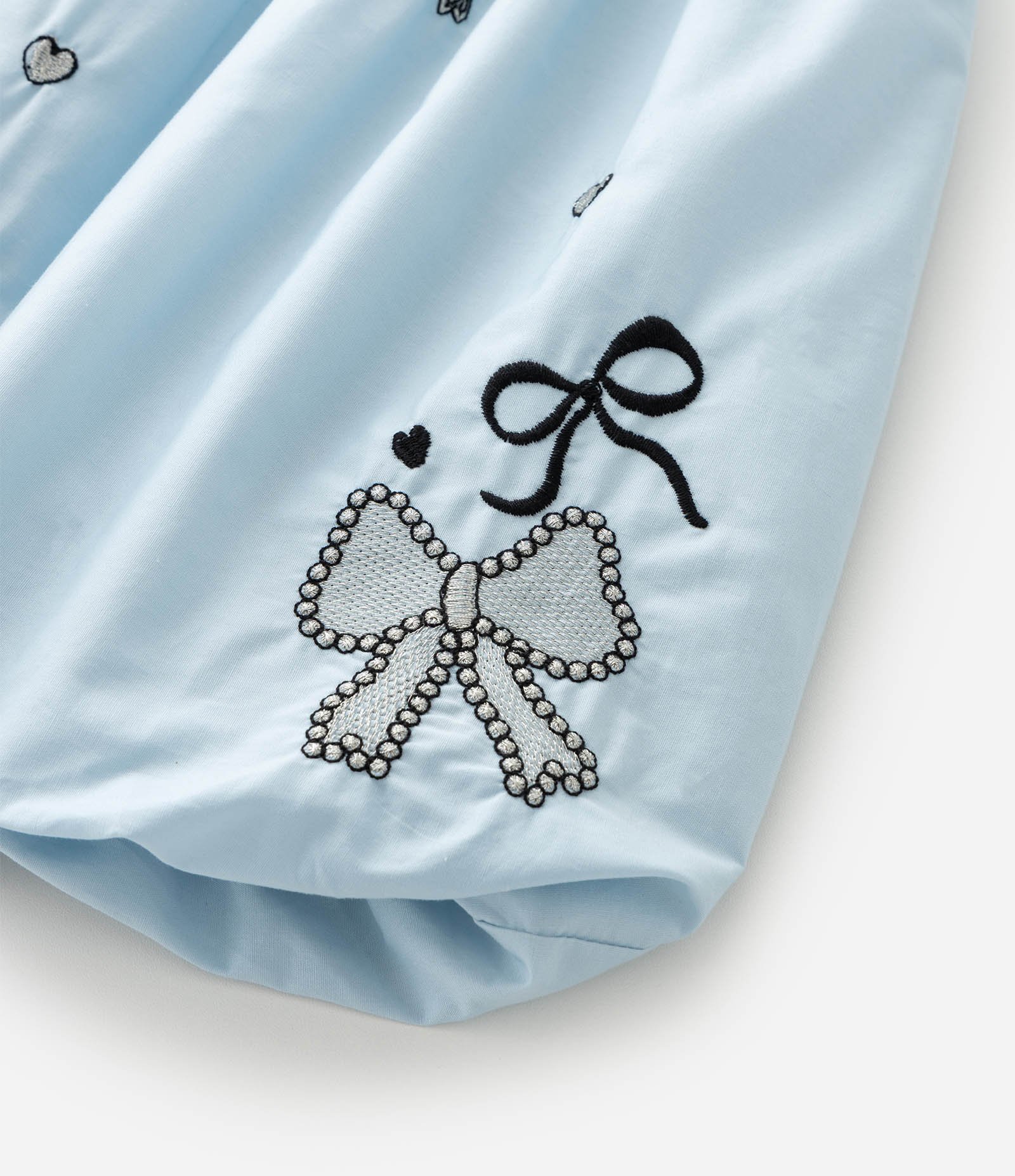 Vestido Balonê Infantil com Bordados de Laços - Tam 1 a 6 Anos Azul 7