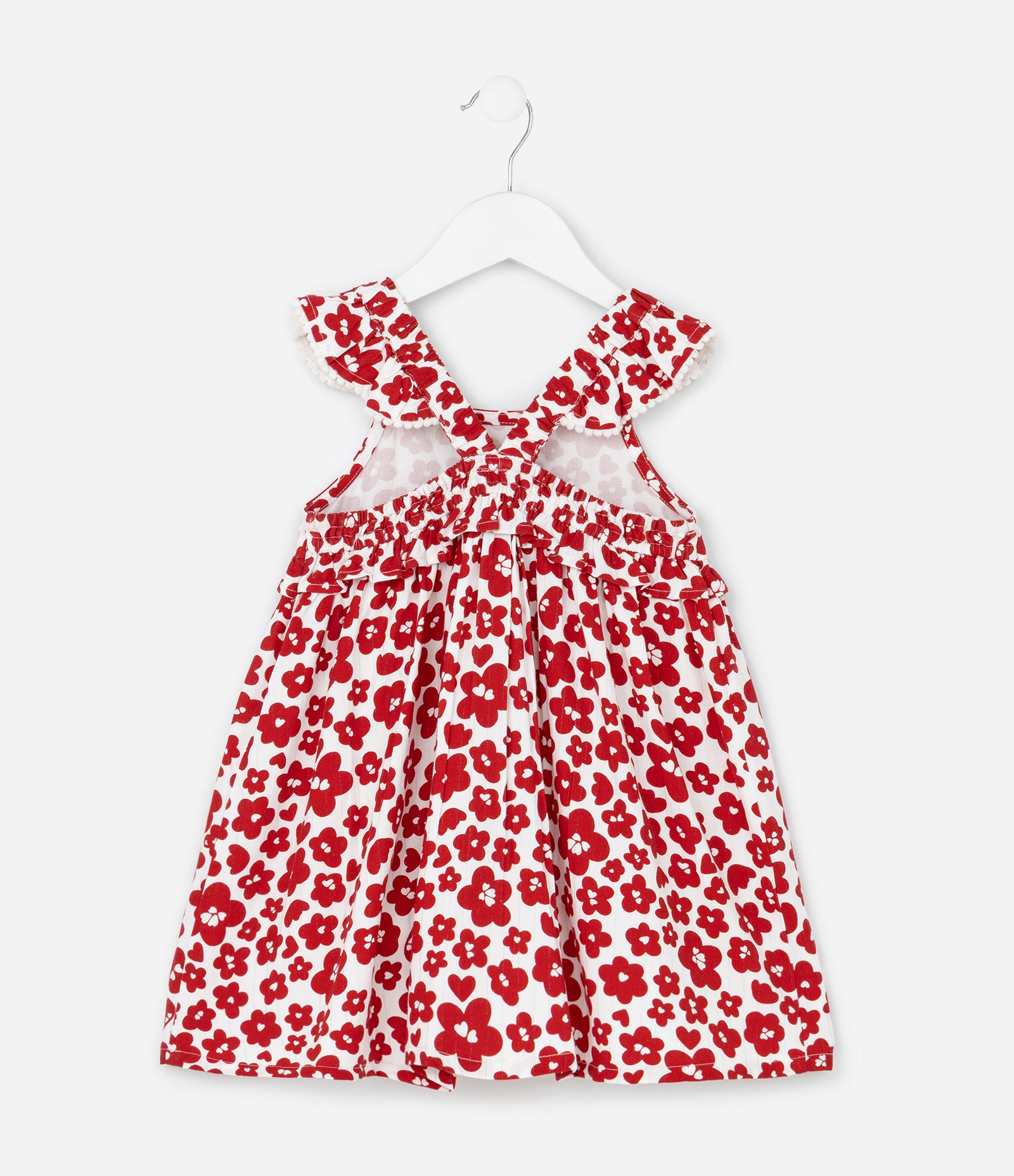 Vestido Infantil em Viscose com Estampa Floral - Tam 1 a 6 Anos Vermelho 2