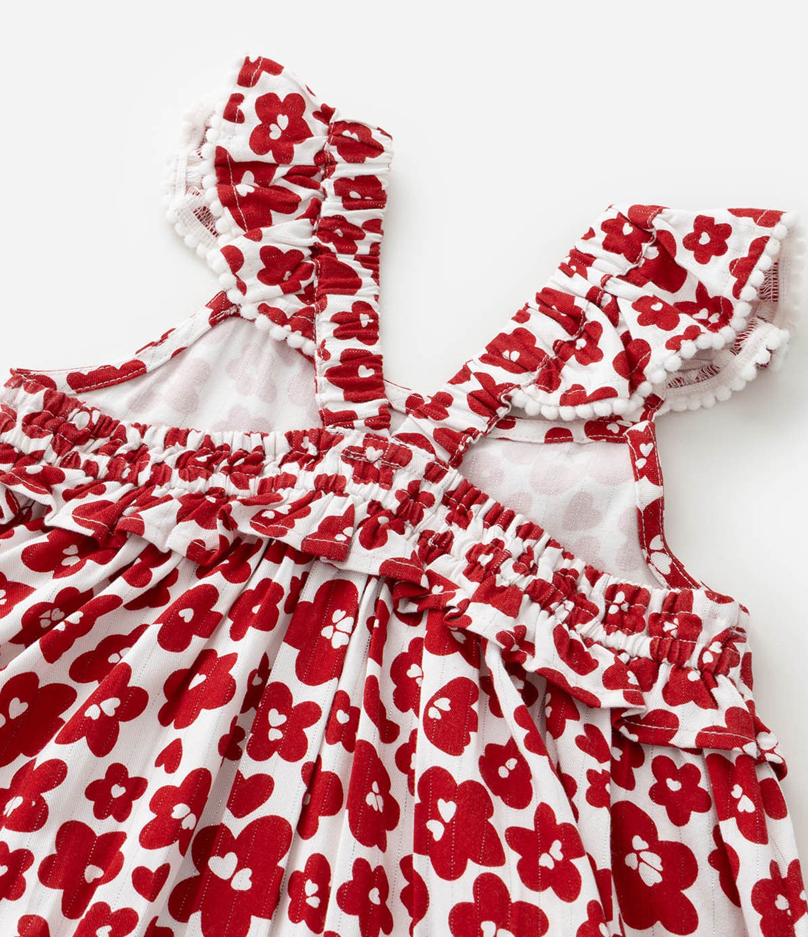 Vestido Infantil em Viscose com Estampa Floral - Tam 1 a 6 Anos Vermelho 4