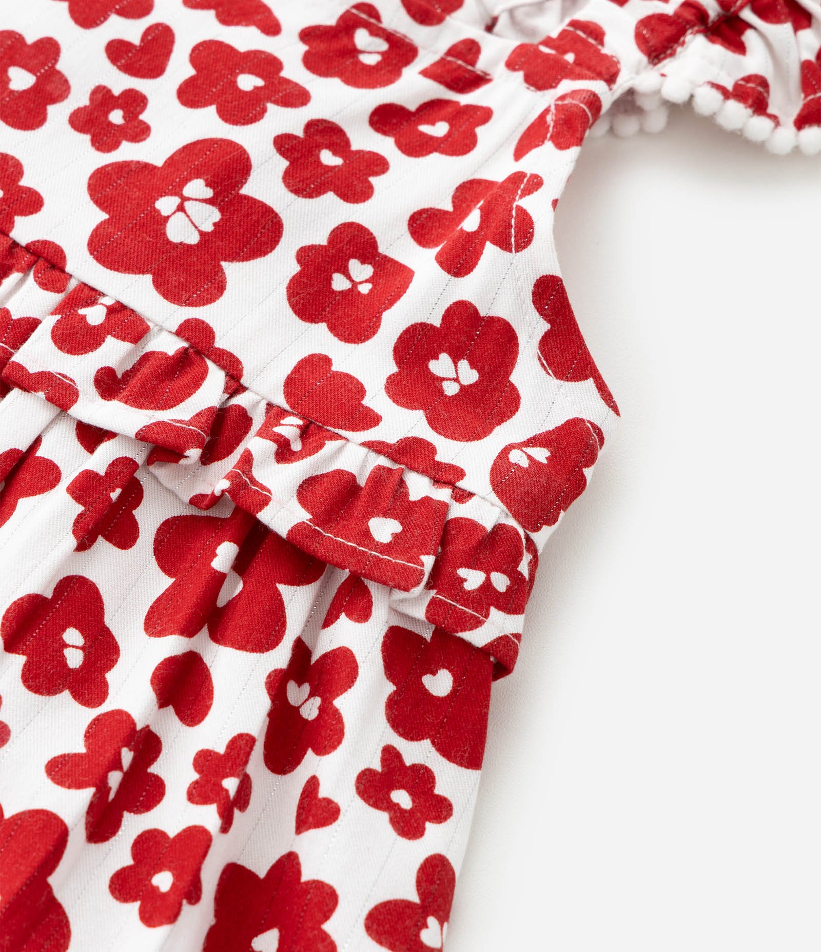 Vestido Infantil em Viscose com Estampa Floral - Tam 1 a 6 Anos Vermelho 5