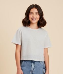 Blusa Cropped Infantil com Tela Brilhosa - Tam 5 a 14 Anos