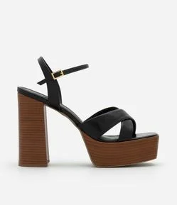 Sandália Meia Pata com Tiras Cruzadas e Salto Super Alto