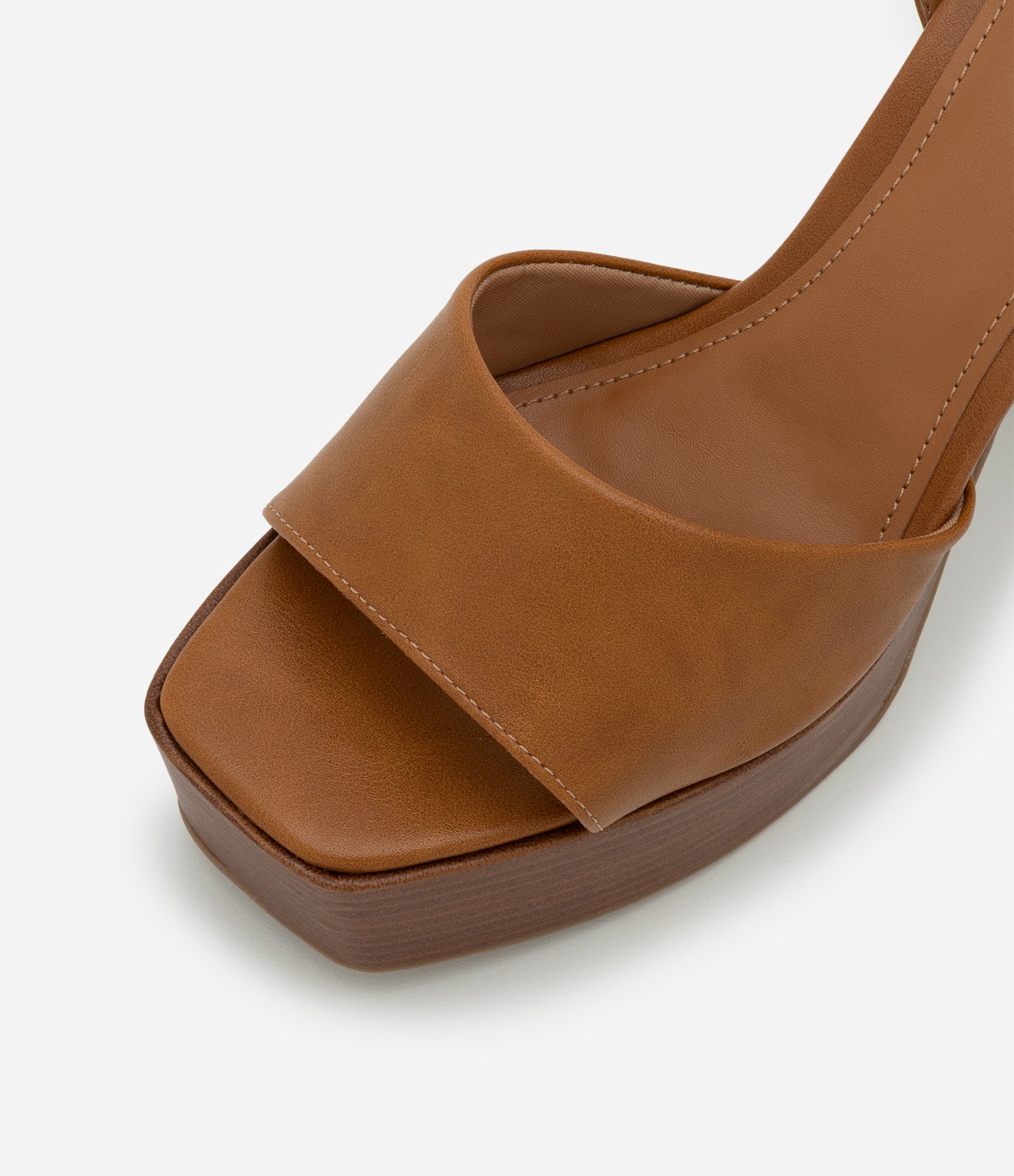 Sandália Meia Pata com Salto Super Alto Caramelo 5