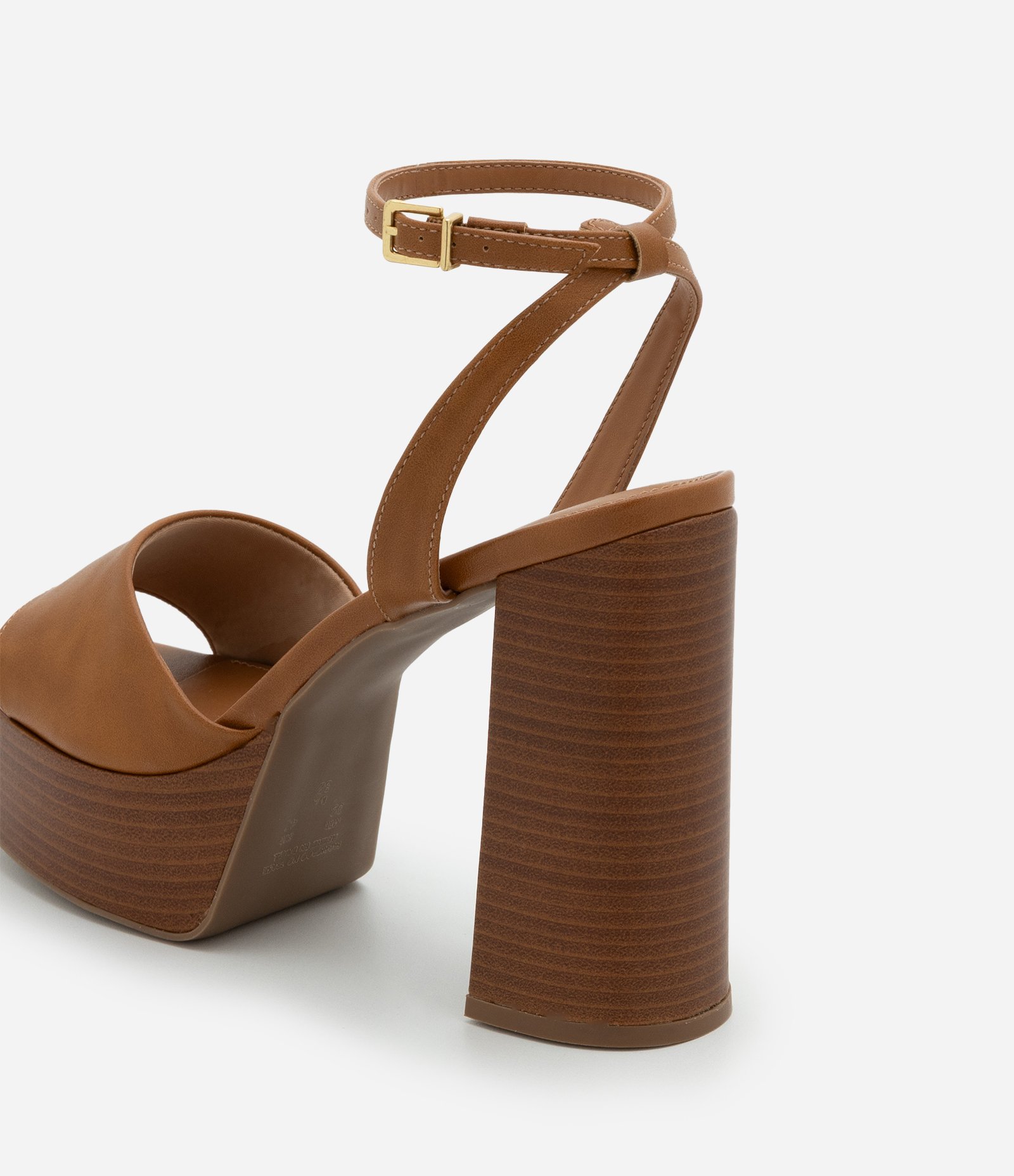 Sandália Meia Pata com Salto Super Alto Caramelo 6