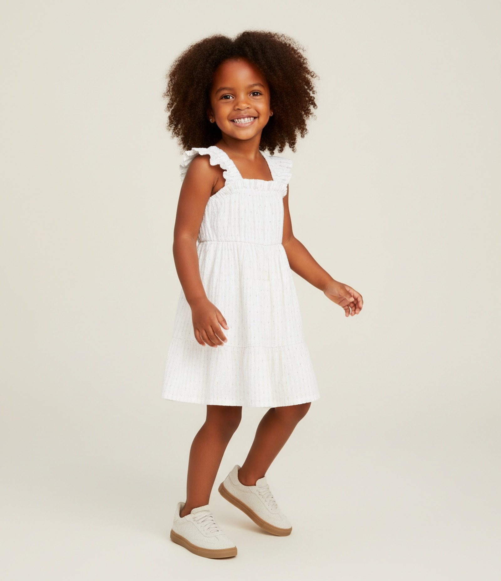 Vestido Infantil de Alcinha com Detalhes Franzidos - Tam 1 a 6 Anos Branco 1