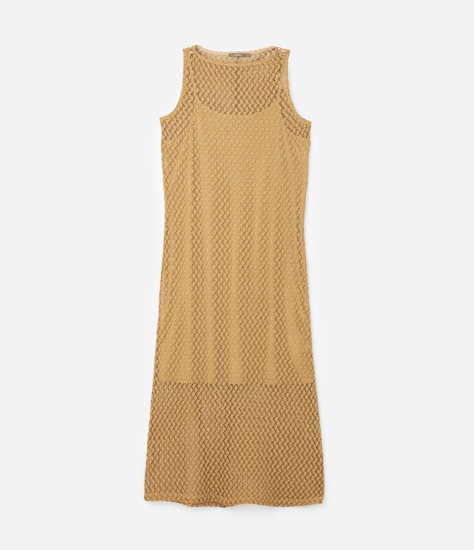 Vestido Midi com Sobreposição e Efeito Crochê Curve & Plus Size Dourado 4