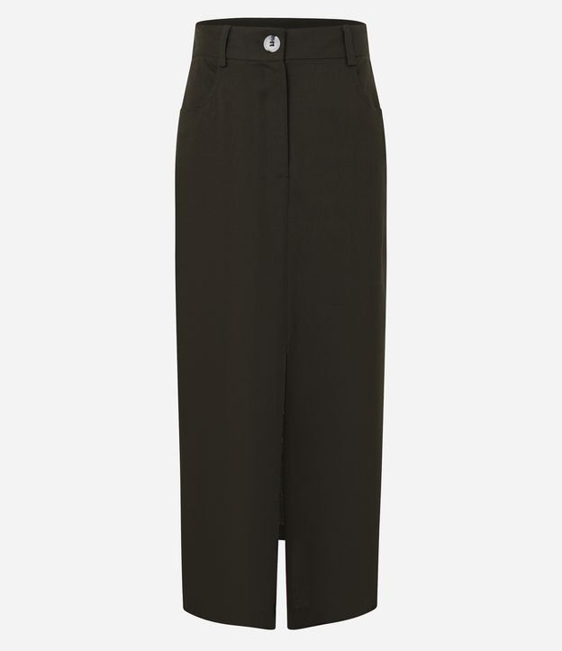 Saia Longa em Viscolinho com Bolsos e Fenda