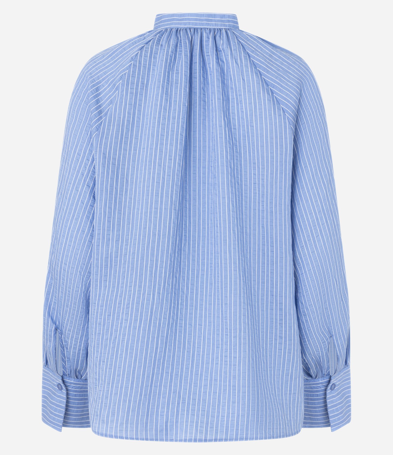 Blusa Boho em Liocel com Gola Padre e Listra de Fio Tinto Azul 7