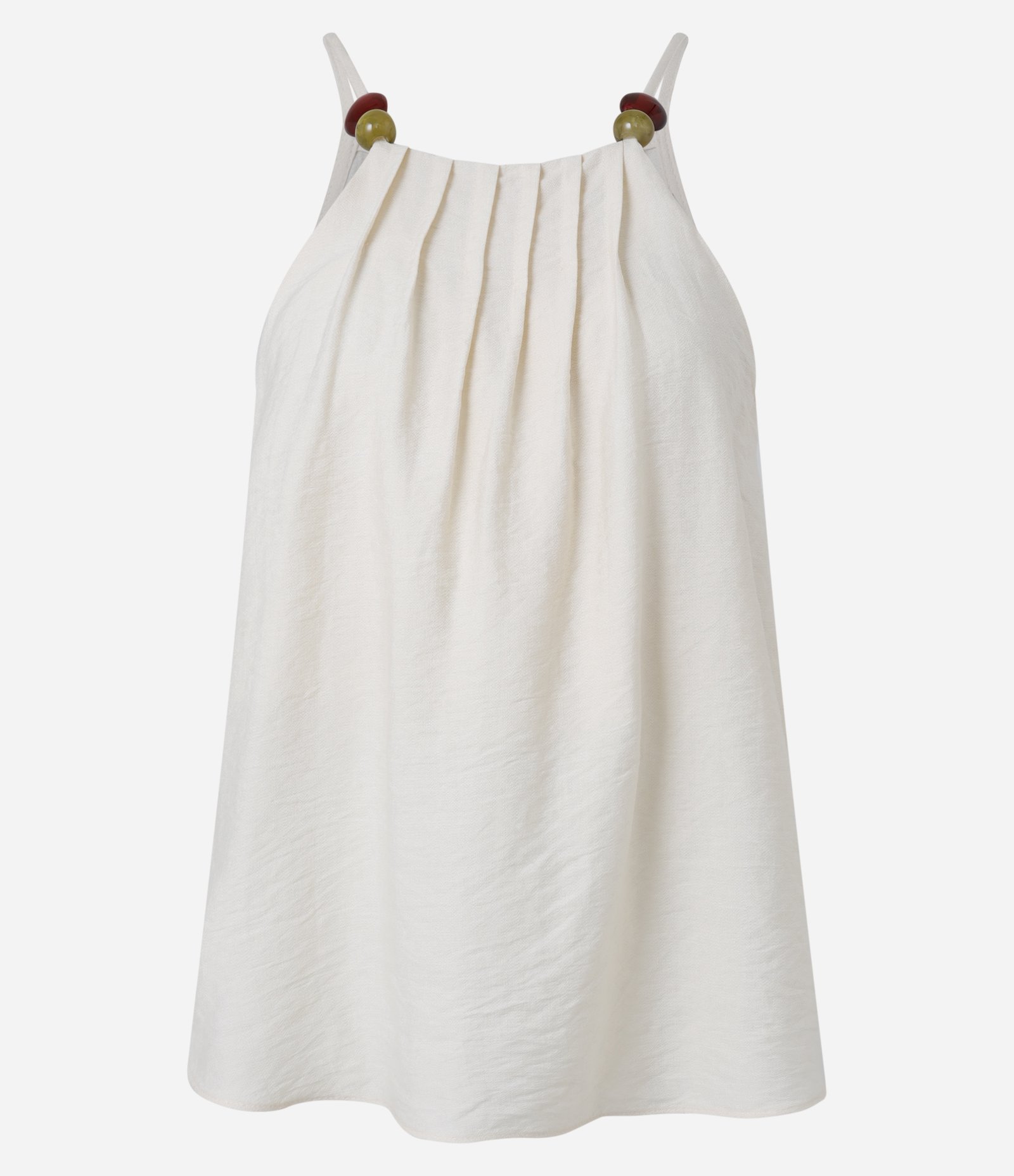 Blusa em Crepe com Decote Halter e Bolinhas nas Alças Bege 7