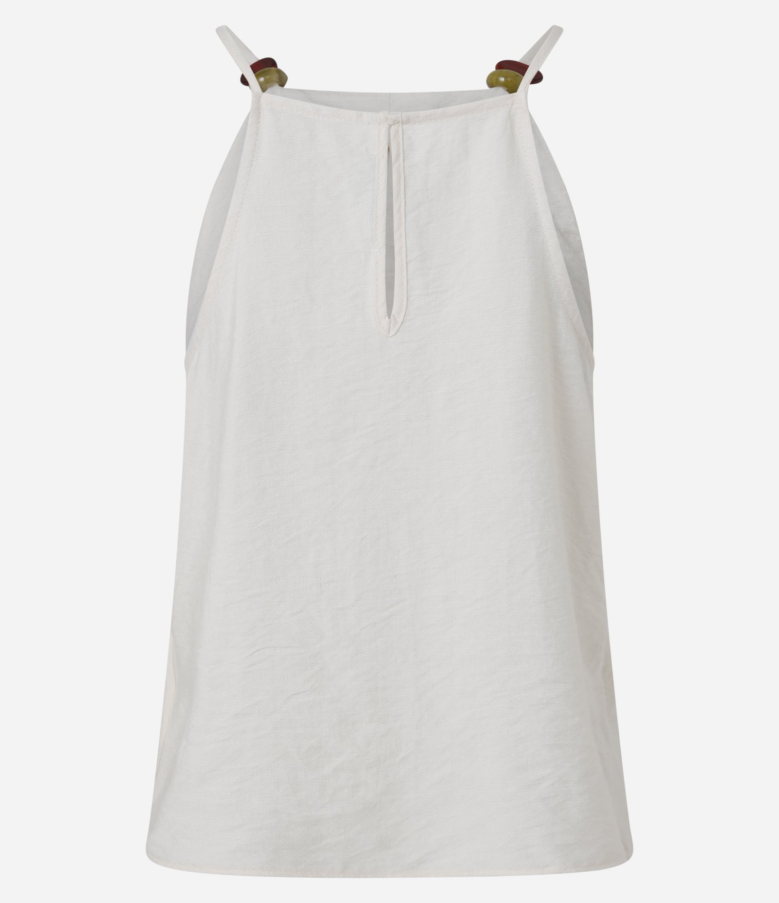 Blusa em Crepe com Decote Halter e Bolinhas nas Alças Bege 8