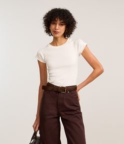 Blusa Curta em Suedine com Cava Raglan