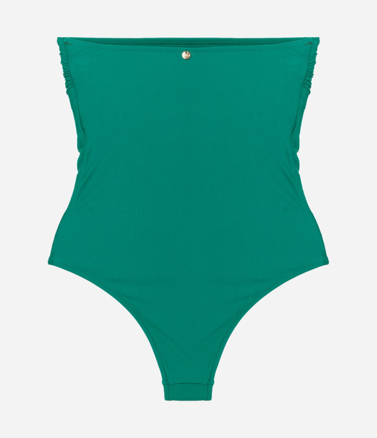 Maiô Sem Alça em Microfibra com Busto Drapeado Verde 4