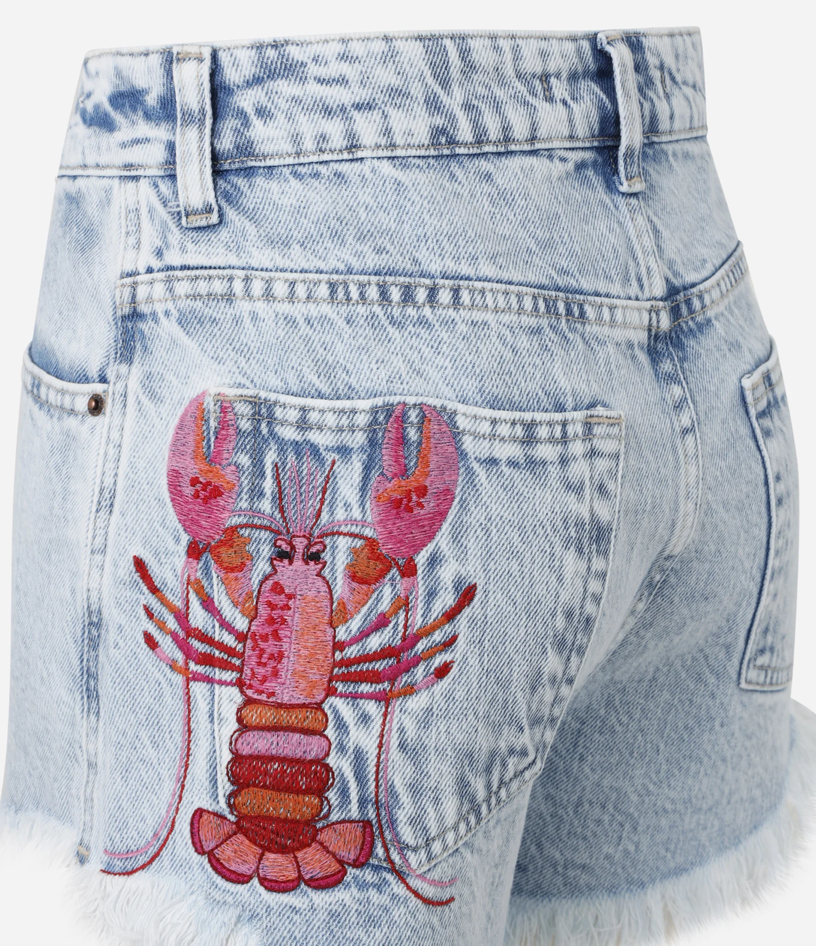 Short Cintura Alta em Jeans com Bordado de Lagosta Azul 7