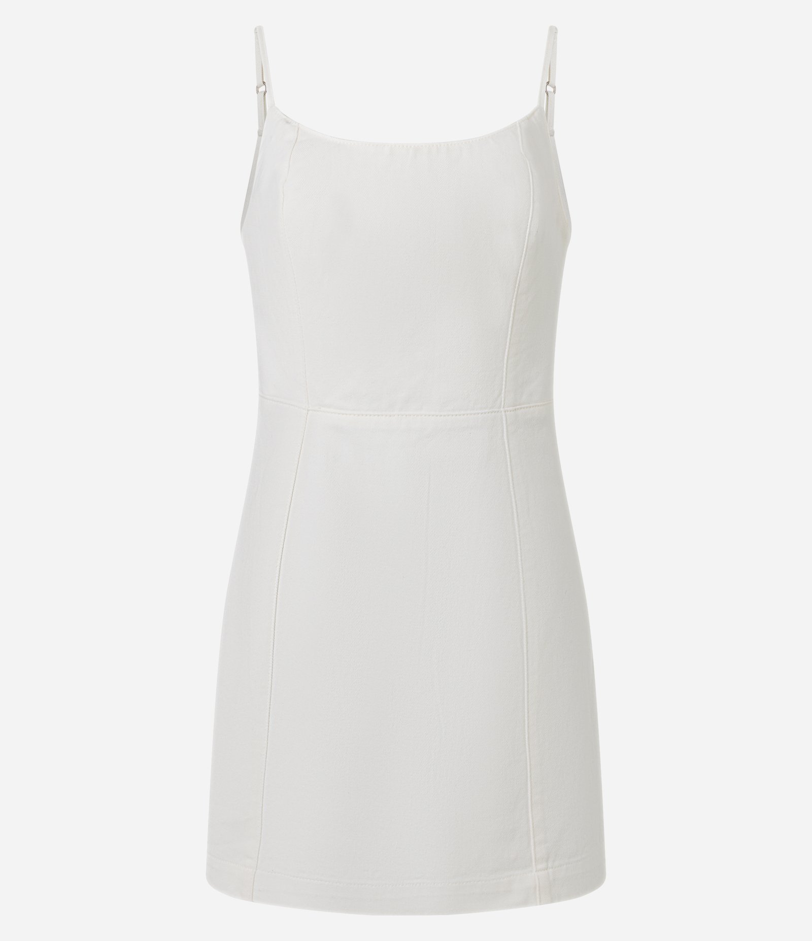 Vestido Tubinho Curto em Sarja com Alças Finas Off White 4