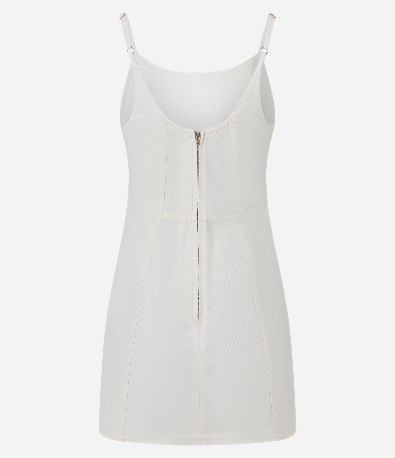 Vestido Tubinho Curto em Sarja com Alças Finas Off White 5