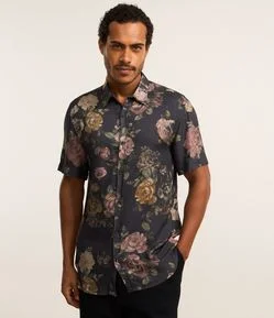 Camisa Anarruga com Botões e Estampa Floral