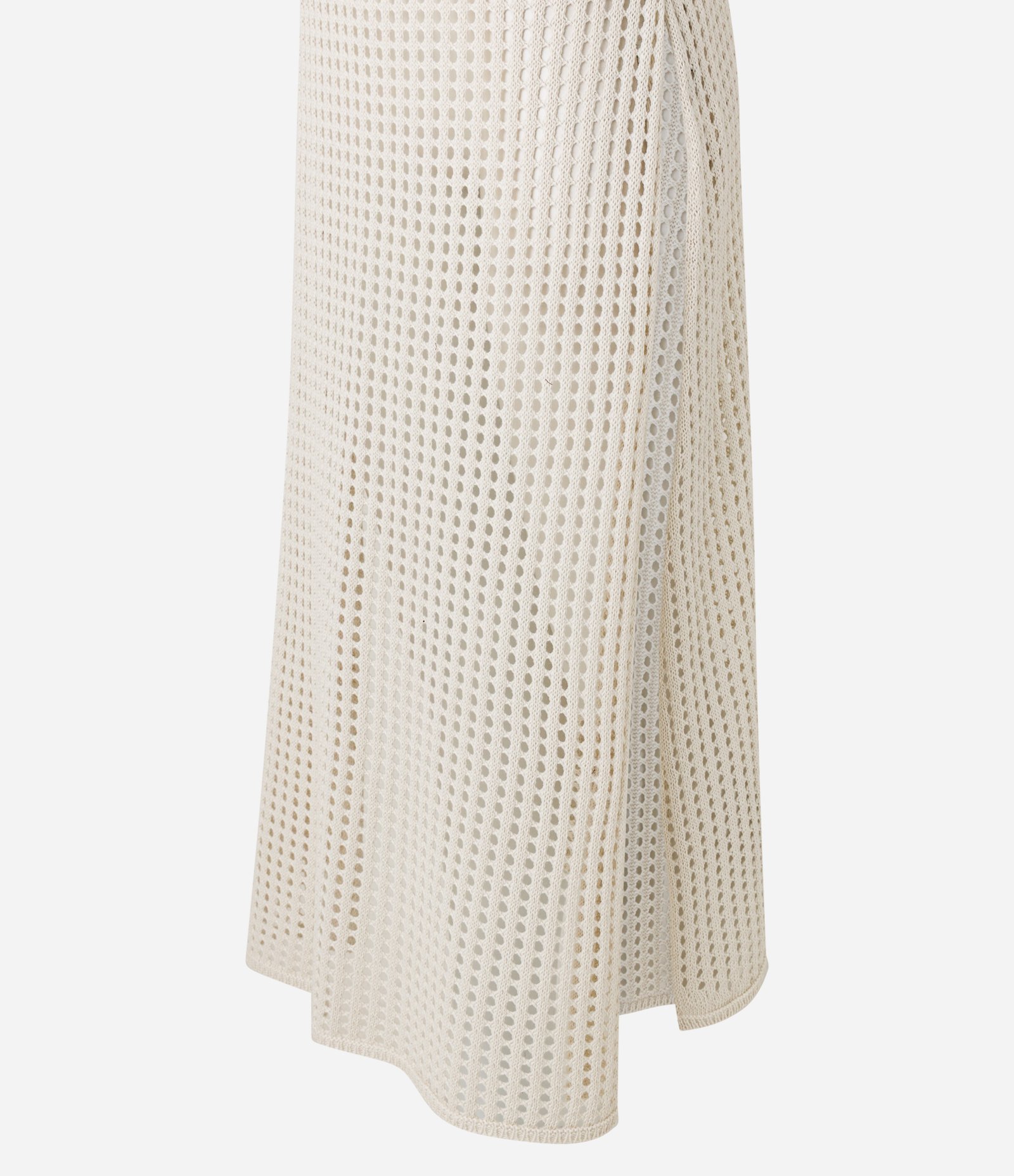 Saída de Praia Vestido Efeito Crochê com Listras Blocadas Off White 7