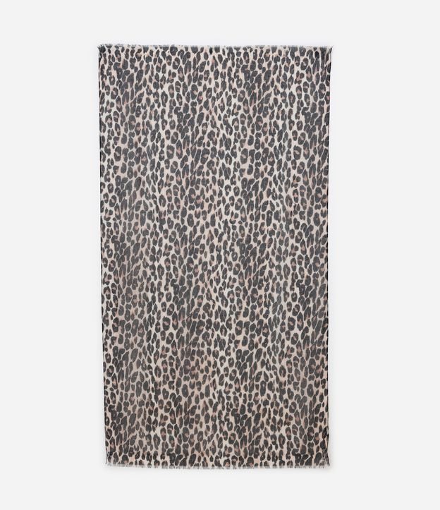 Lenço Retangular em Flanela com Estampa Animal Print Onça